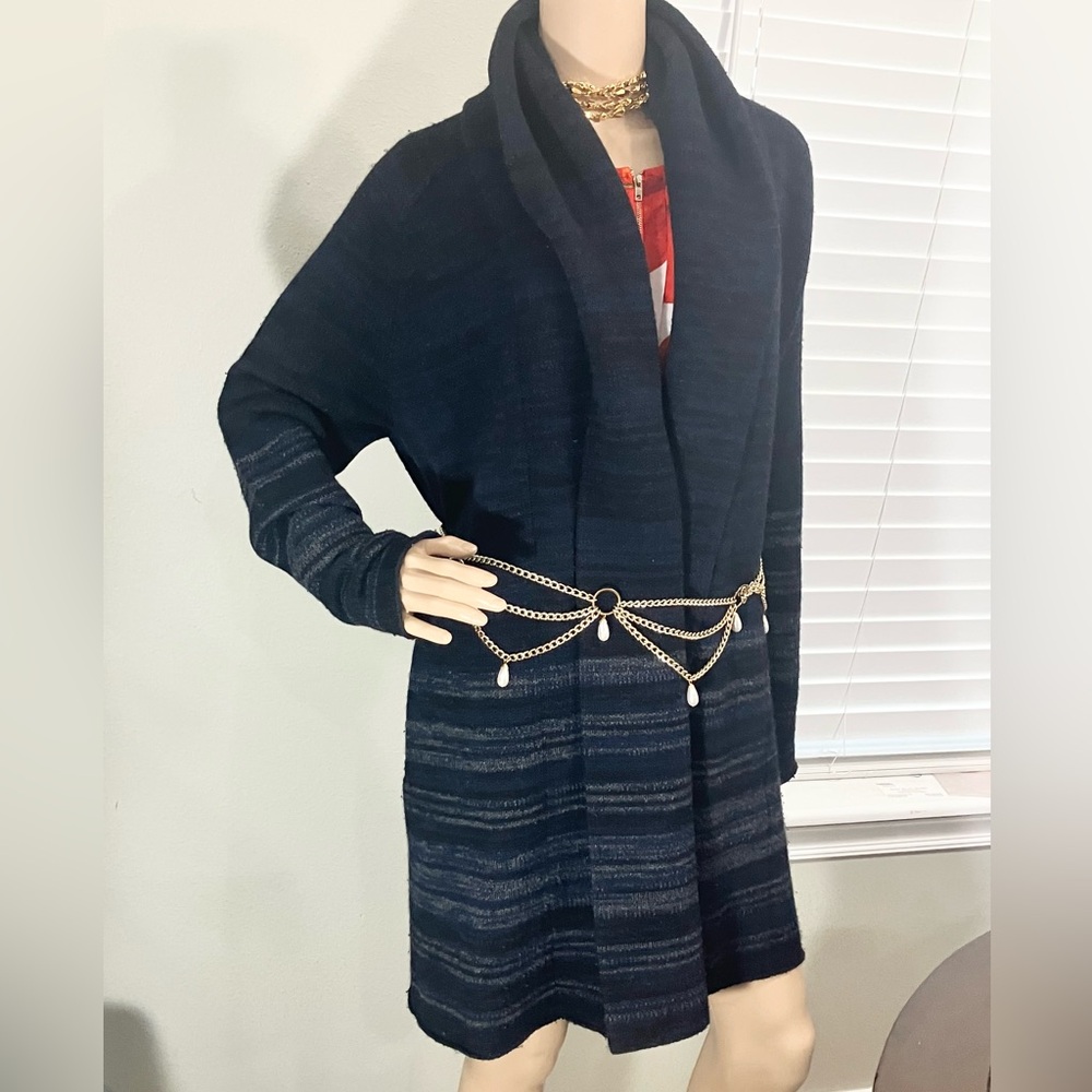 Vince EUC, Dark Blue Striped Cardigan, Medium - Picture 2 of 7
